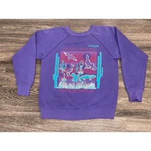 90s Purple Wolf Howling at Moon Texas Crewneck Size M